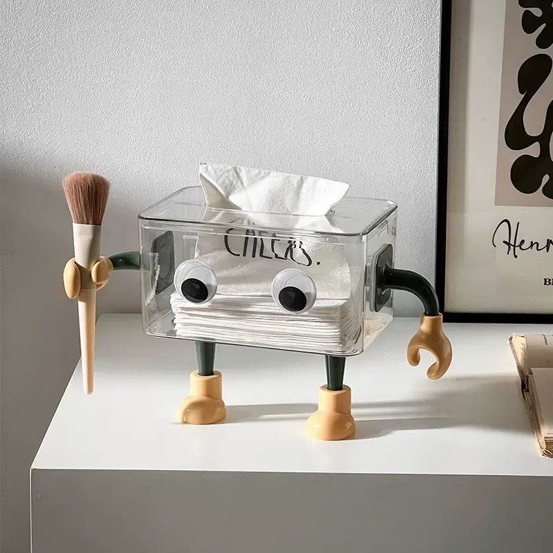 3D Cartoon Robot Tissue Box Green Nestasia