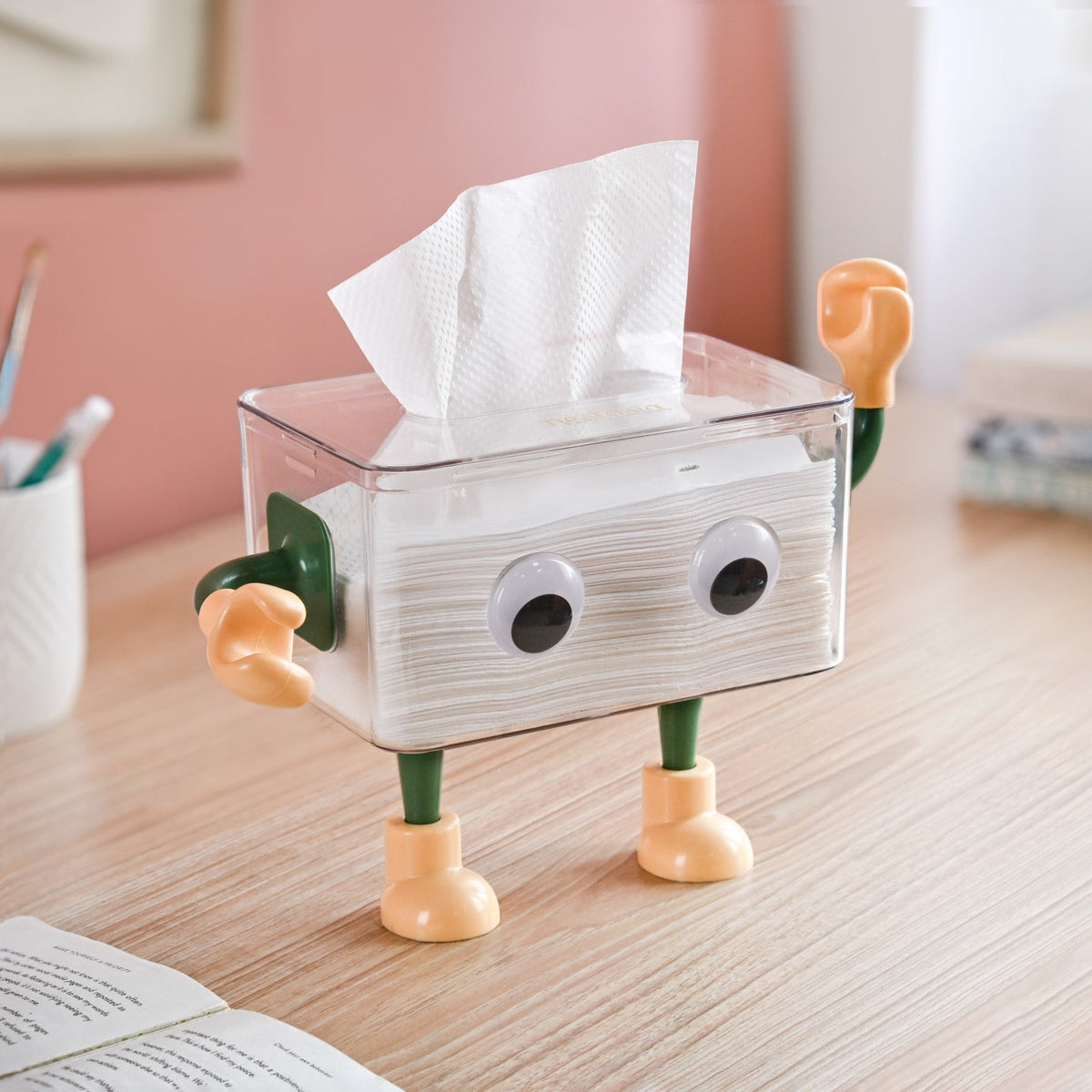 3D Cartoon Robot Tissue Box Green Nestasia
