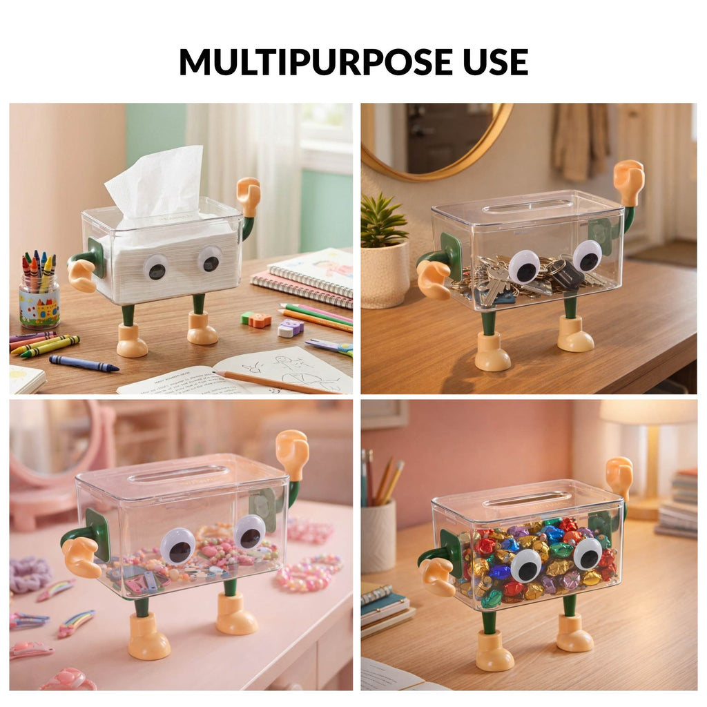 3D Cartoon Robot Tissue Box Green Nestasia