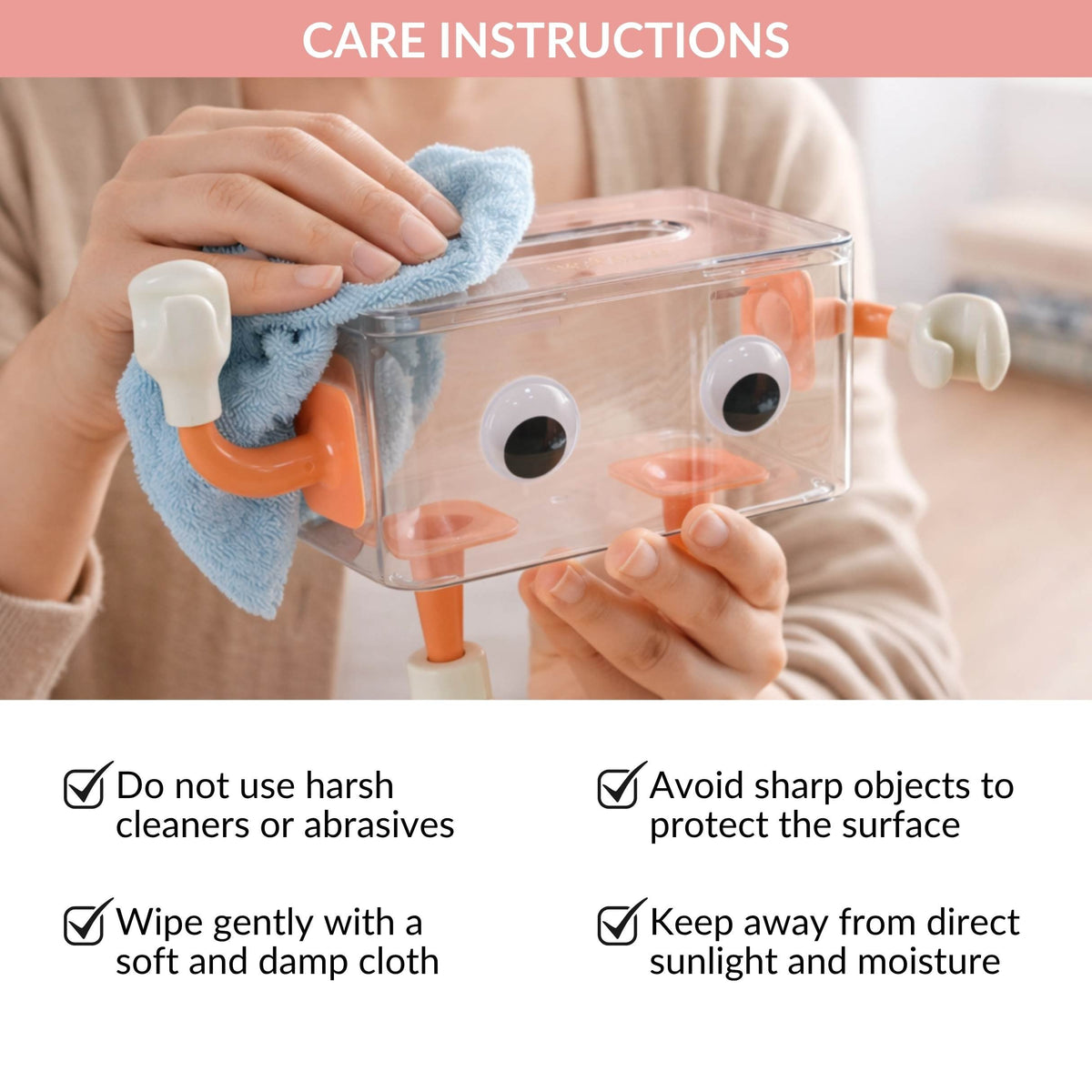 3D Cartoon Robot Tissue Box Orange Nestasia