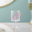 3D Pink Butterfly Ribbed Wine Glass 250ml Nestasia