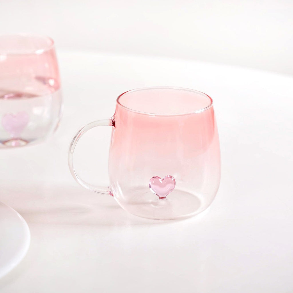 3D Pink Heart Ombre Mug Set Of 2 450ml Nestasia