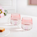 3D Pink Heart Ombre Mug Set Of 2 450ml Nestasia