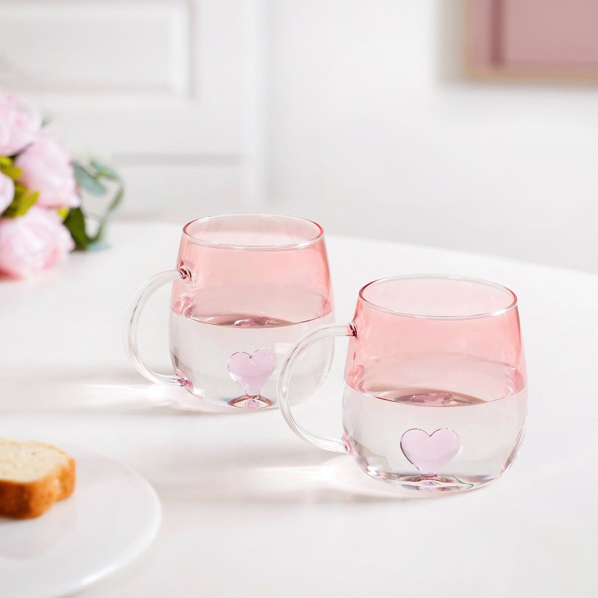 3D Pink Heart Ombre Mug Set Of 2 450ml Nestasia