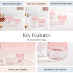 3D Pink Heart Ombre Mug Set Of 2 450ml Nestasia