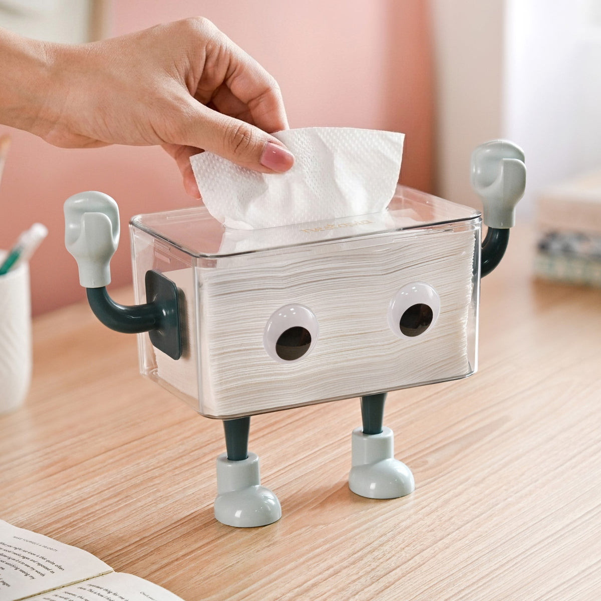 3D Robot Design Tissue Box Blue Nestasia