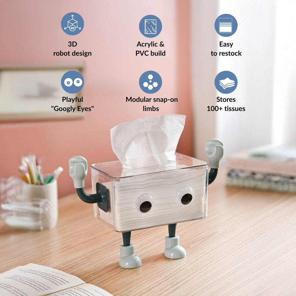 3D Robot Design Tissue Box Blue Nestasia