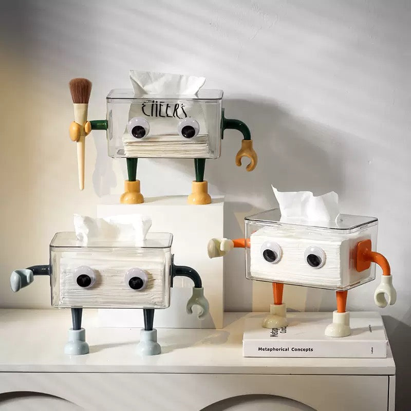 3D Cartoon Robot Tissue Box Orange Nestasia