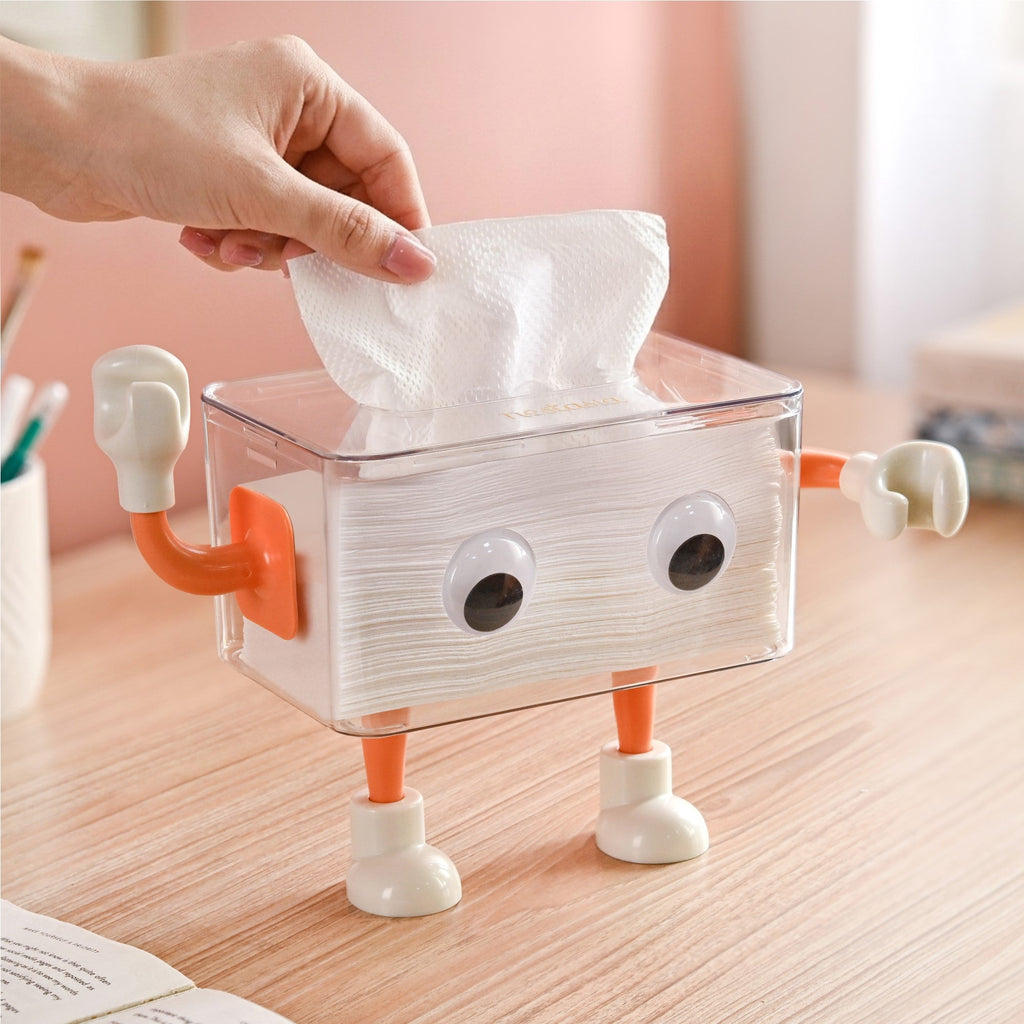 3D Cartoon Robot Tissue Box Orange Nestasia