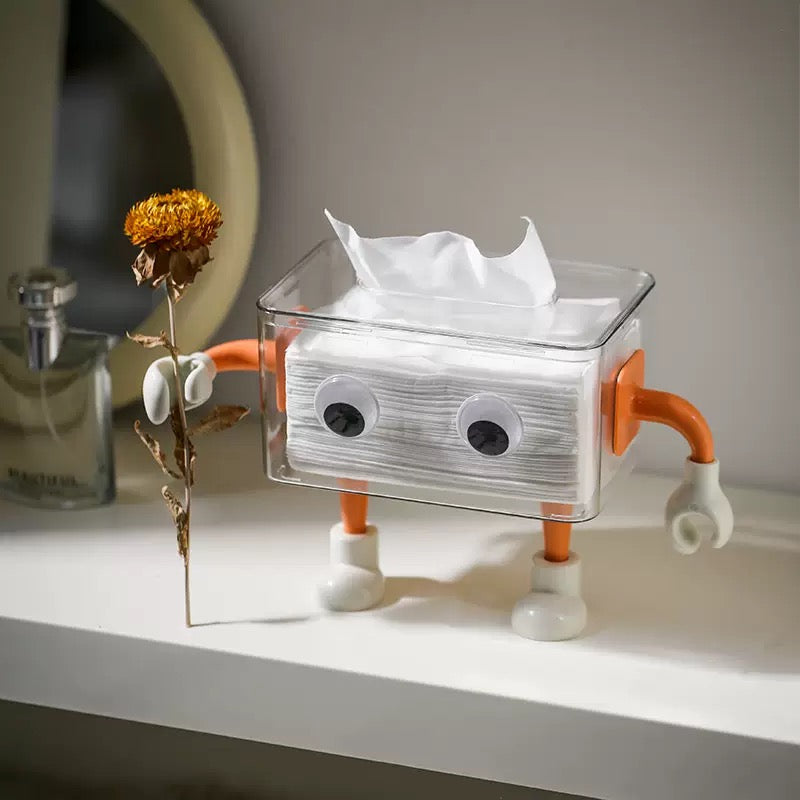 3D Cartoon Robot Tissue Box Orange Nestasia