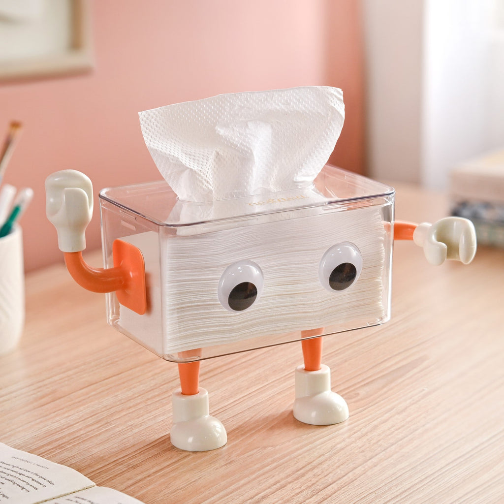 3D Cartoon Robot Tissue Box Orange Nestasia