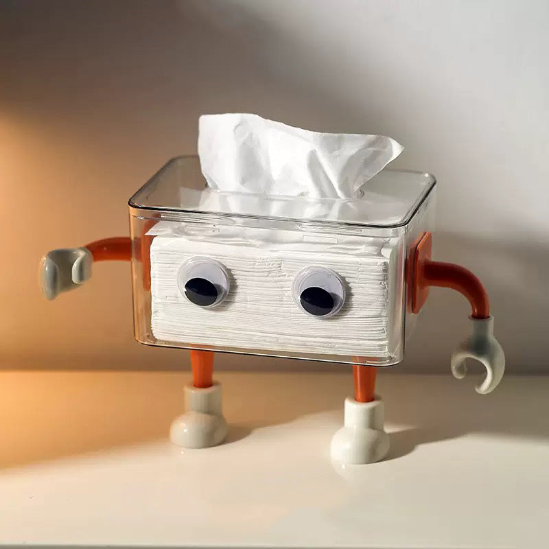 3D Cartoon Robot Tissue Box Orange Nestasia