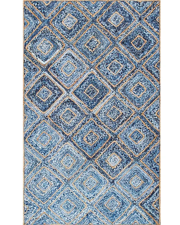 Eco Friendly Blue Rectangular Denim Carpet For Bedroom