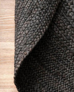 Handwoven Natural Black Round Jute Carpet For Living Room