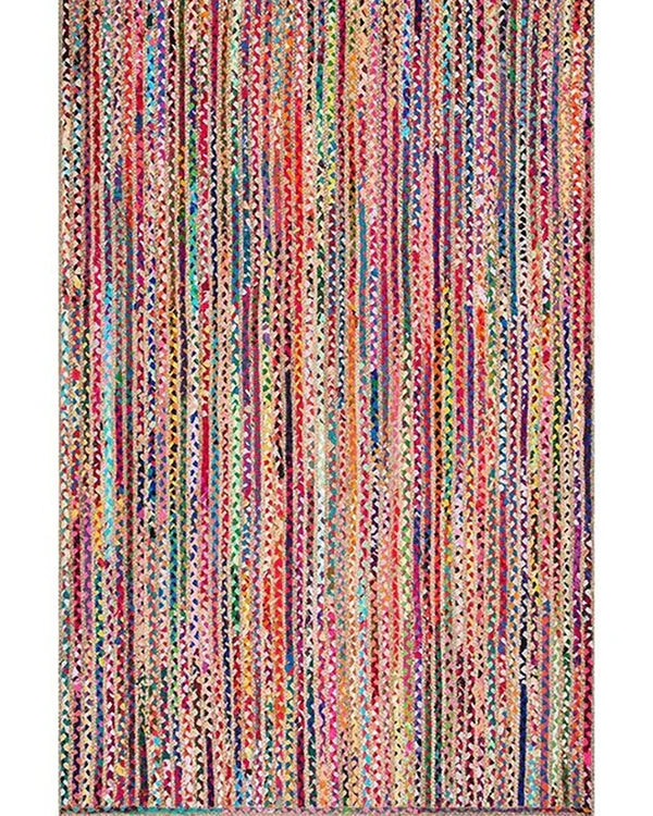 Rustic Multicolor Rectangular Jute Carpet For Bedroom
