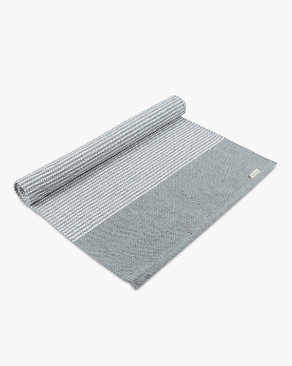 Natural Grey Handloom Cotton Bedside Runner For Bedroom And Living Area