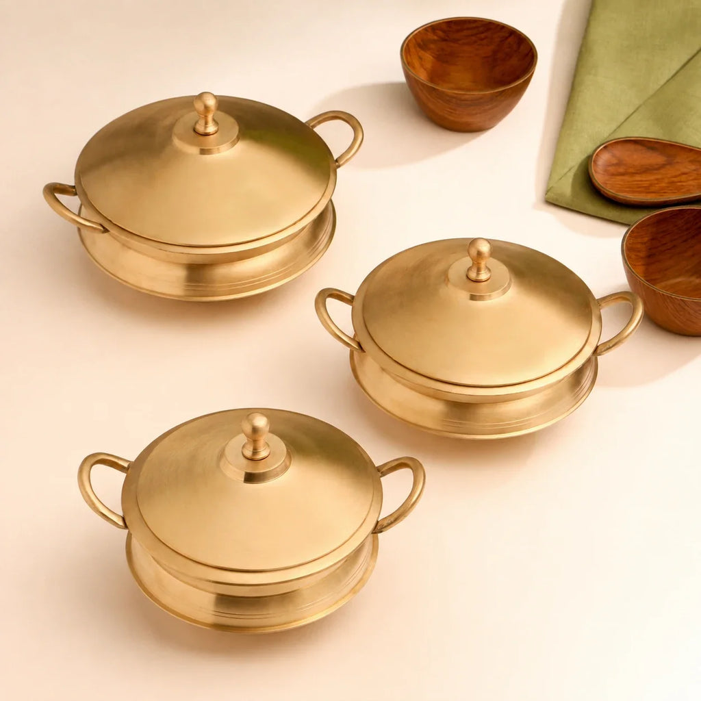 Brass Serving Pot With Lid And Handle Vedansh Craft