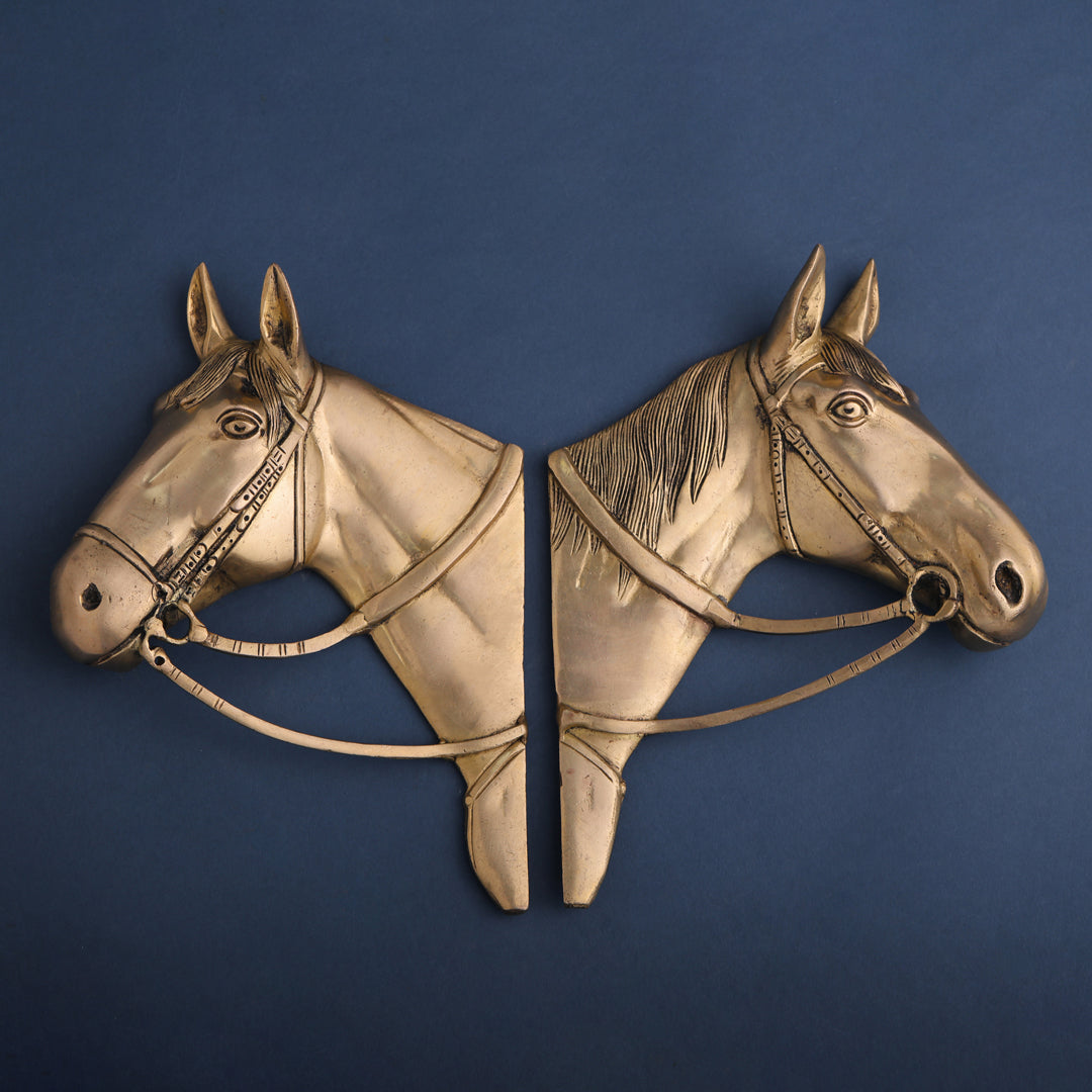 Brass Horse Face Wall Hanging Set (10.5 Inch) Vedansh Craft