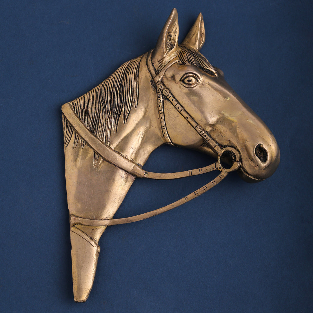 Brass Horse Face Wall Hanging Set (10.5 Inch) Vedansh Craft