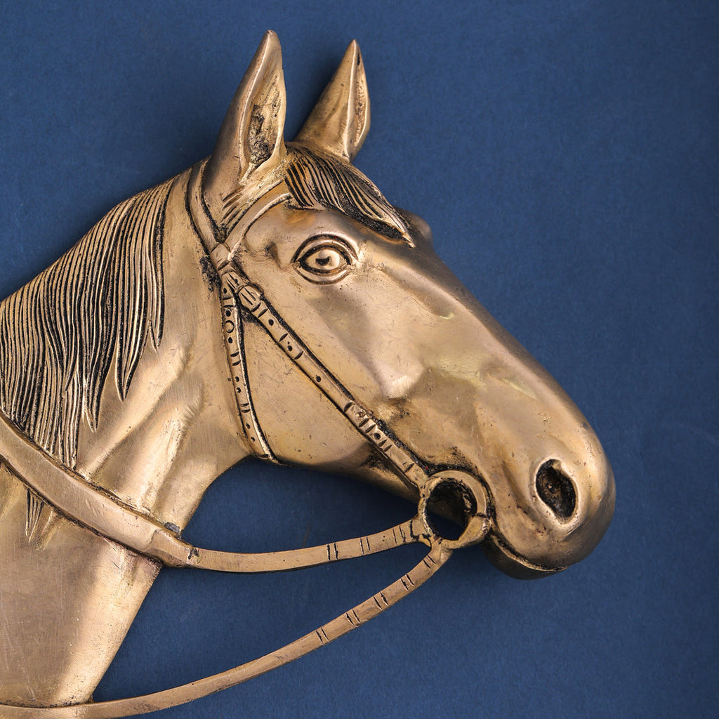 Brass Horse Face Wall Hanging Set (10.5 Inch) Vedansh Craft