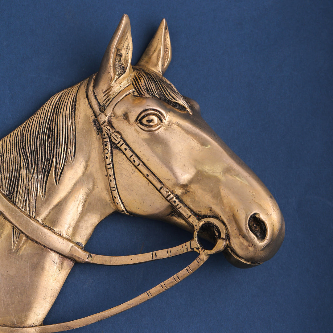 Brass Horse Face Wall Hanging Set (10.5 Inch) Vedansh Craft