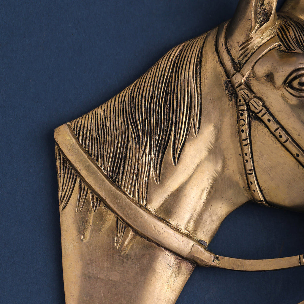 Brass Horse Face Wall Hanging Set (10.5 Inch) Vedansh Craft