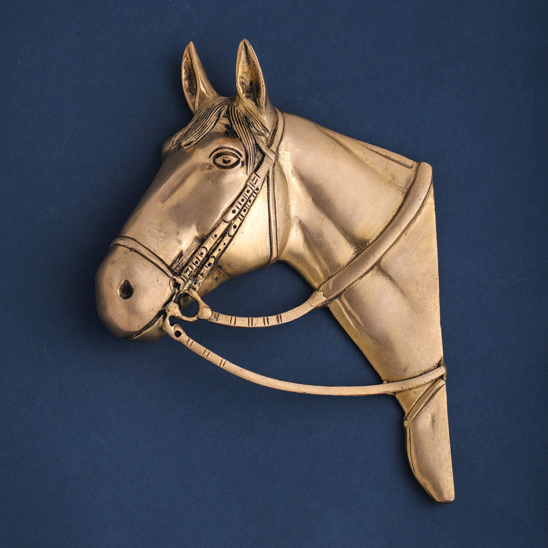 Brass Horse Face Wall Hanging Set (10.5 Inch) Vedansh Craft