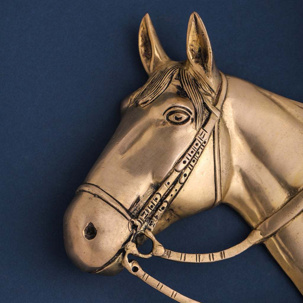 Brass Horse Face Wall Hanging Set (10.5 Inch) Vedansh Craft