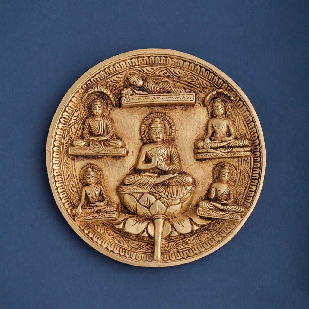 Brass Lord Buddha Wall Hanging Plate (8 Inch) Vedansh Craft