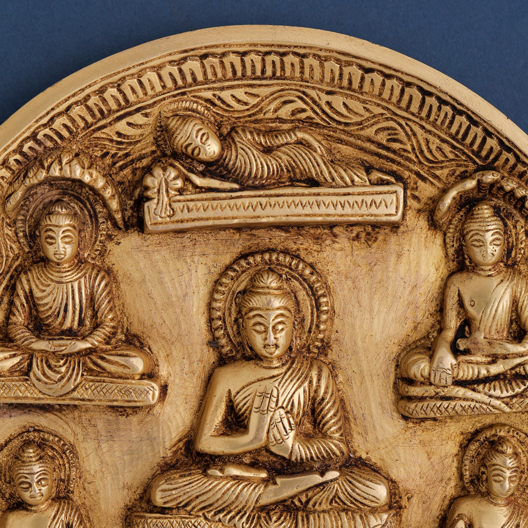 Brass Lord Buddha Wall Hanging Plate (8 Inch) Vedansh Craft