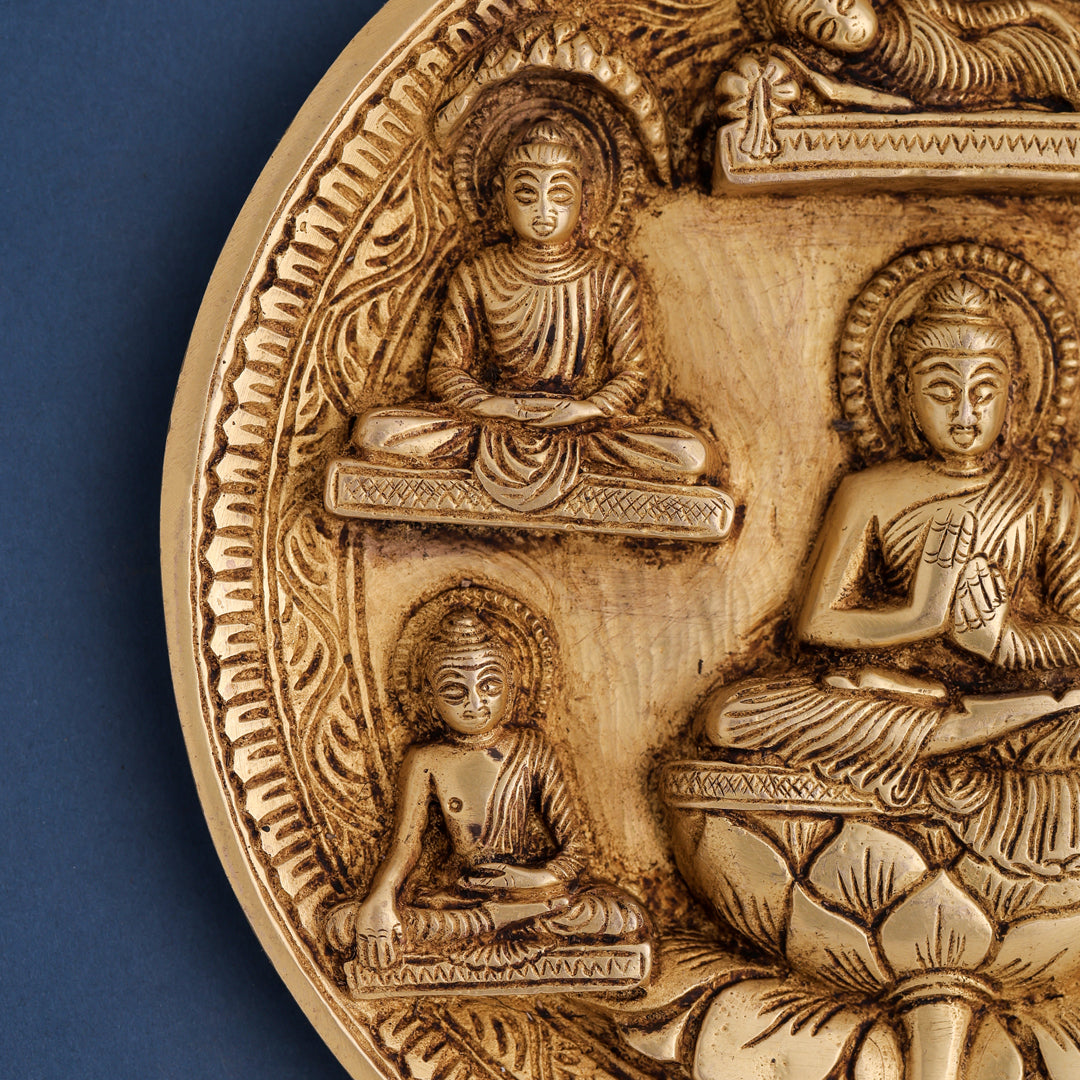 Brass Lord Buddha Wall Hanging Plate (8 Inch) Vedansh Craft