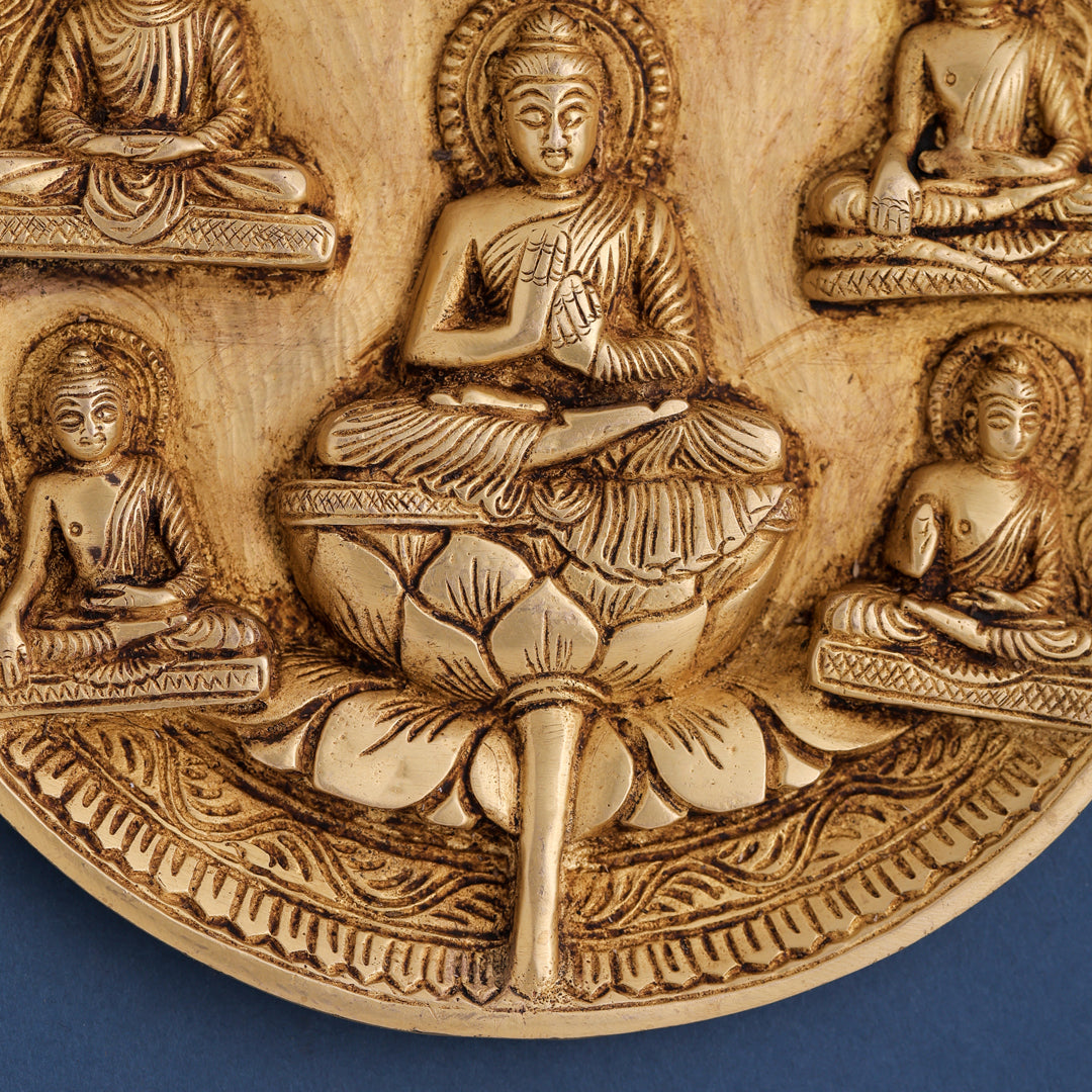 Brass Lord Buddha Wall Hanging Plate (8 Inch) Vedansh Craft