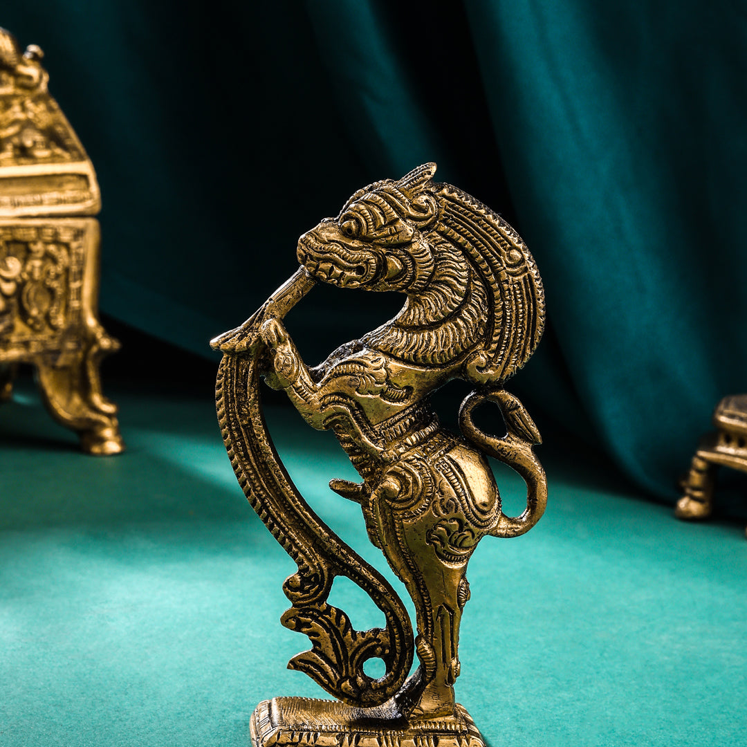 Brass Standing Yali/kirtimukha Statue (5 Inch) Vedansh Craft