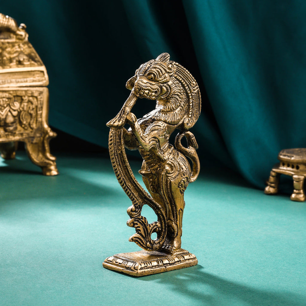 Brass Standing Yali/kirtimukha Statue (5 Inch) Vedansh Craft