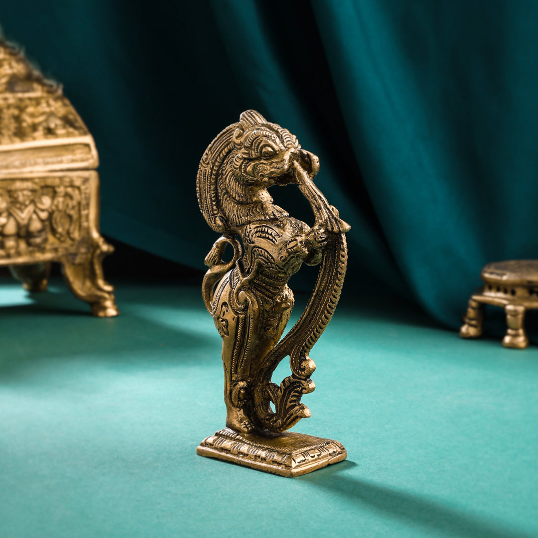 Brass Standing Yali/kirtimukha Statue (5 Inch) Vedansh Craft