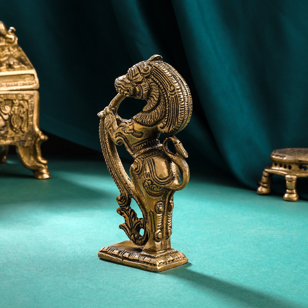 Brass Standing Yali/kirtimukha Statue (5 Inch) Vedansh Craft