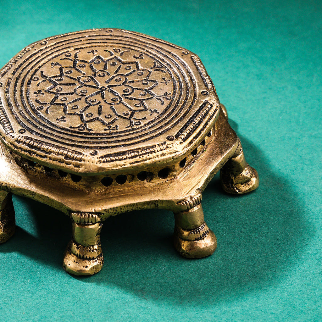 Brass Pooja Chowki (1.5 Inch) Vedansh Craft