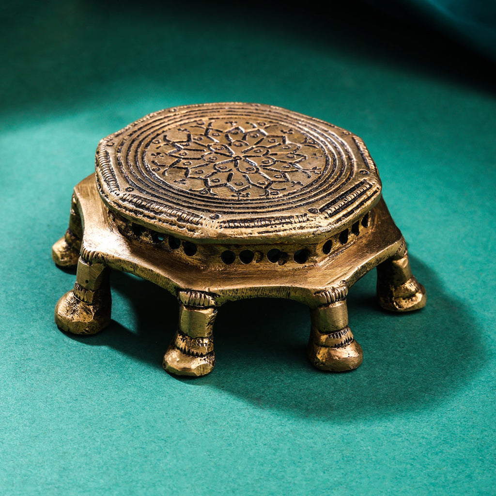 Brass Pooja Chowki (1.5 Inch) Vedansh Craft