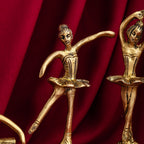 Graceful Brass Dancing Ballerinas – Set of 5 Elegant Figurines (4.2-Inch) Vedansh Craft