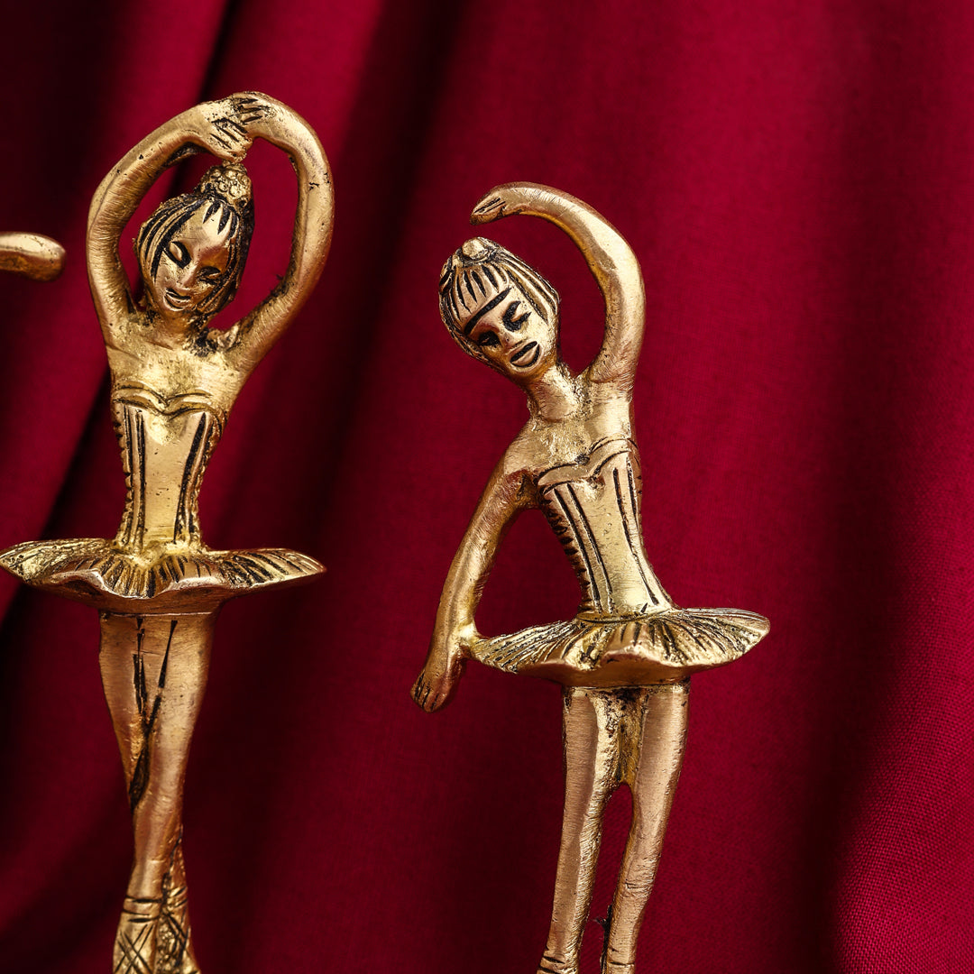 Graceful Brass Dancing Ballerinas – Set of 5 Elegant Figurines (4.2-Inch) Vedansh Craft