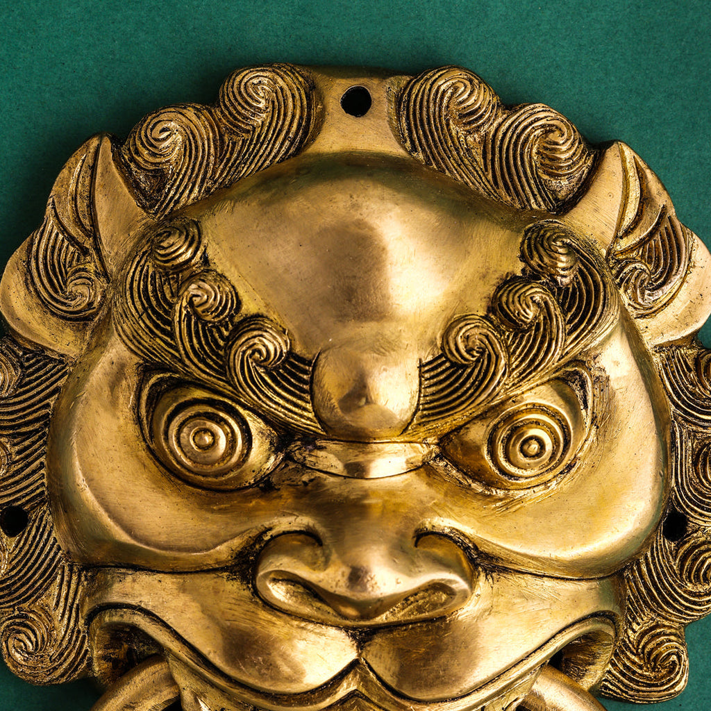 Brass Yali/kirtimukha Face Door Knocker (9.5 Inch) Vedansh Craft