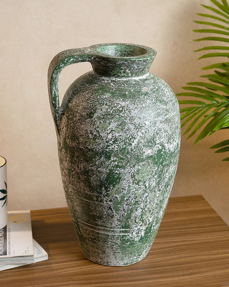 Wide-Mouth Terracotta Vase for Floral Arrangements