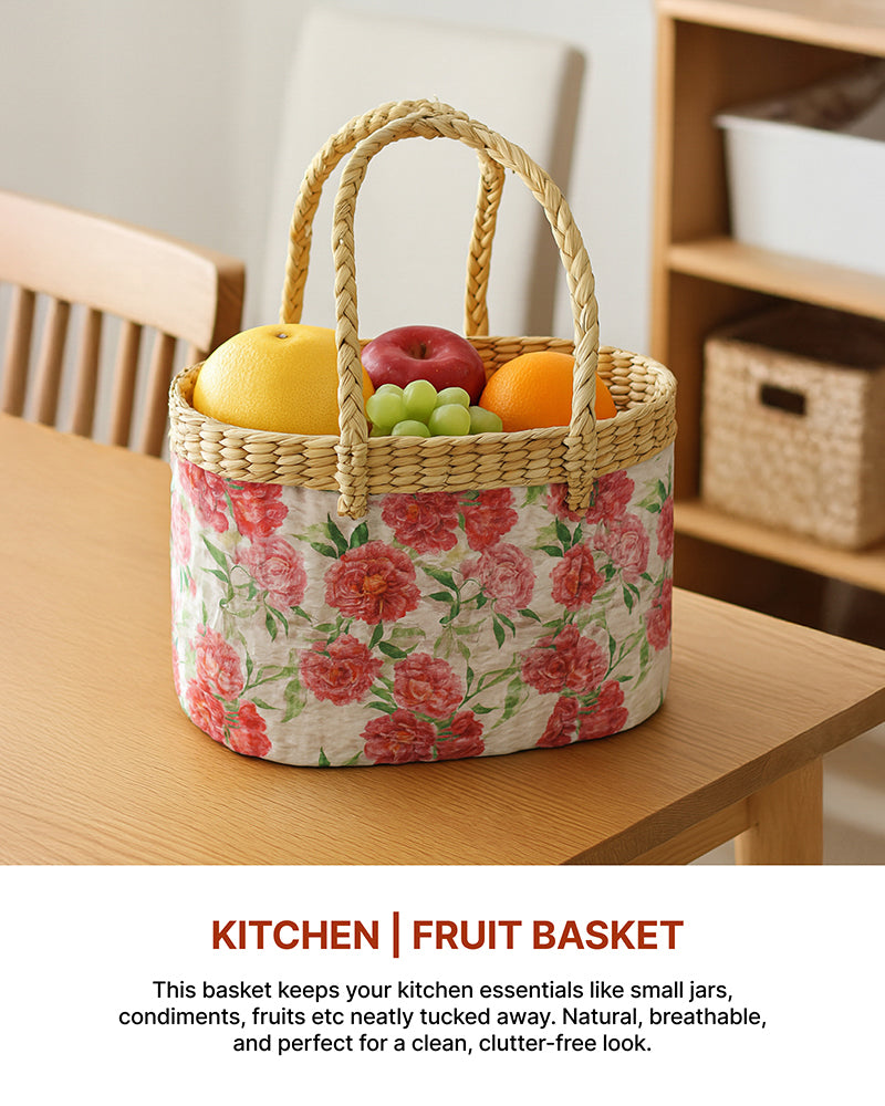 Portable Seagrass Tiffin & Picnic Basket for Travel, Lunch & Picnic Trips