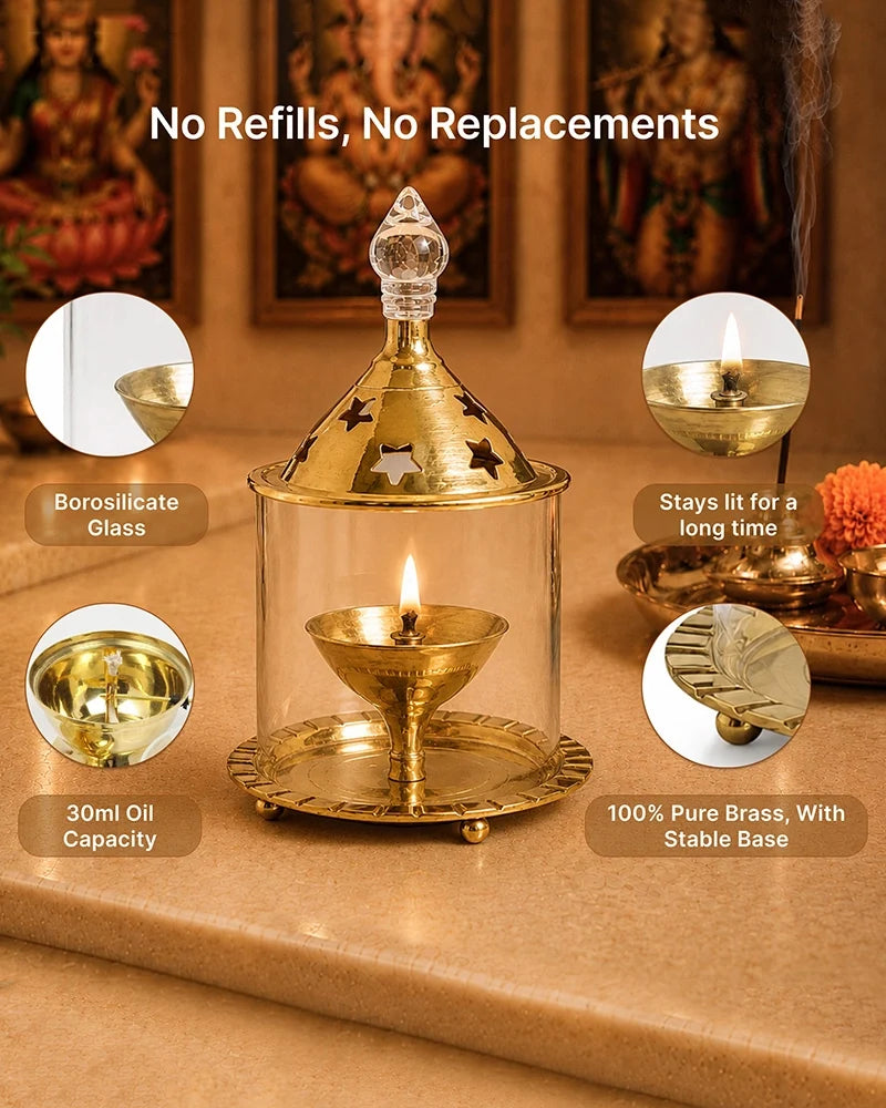 Long-Lasting Premium Akhand Diya for Pooja and Spiritual Decoration