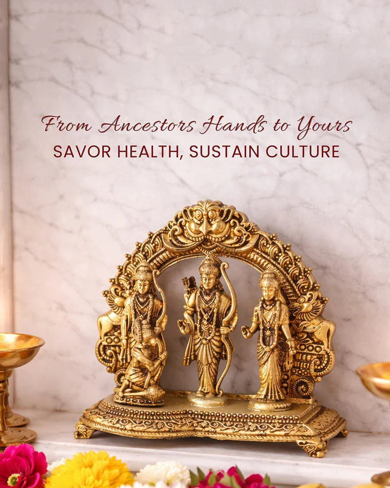 Traditional Brass Ram Darbar Idol for Spiritual Decor and Home Temple
