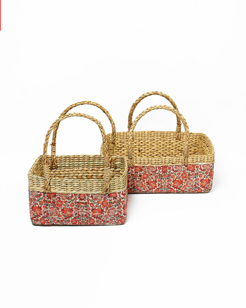 Eco-Friendly Seagrass Set of 2 Basket for Fruits, Vegetables, and Stylish Home Display