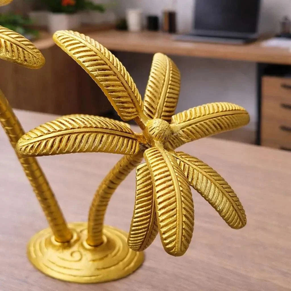 Brass Coconut Tree Decorative Showpiece (9.5 Inch) Vedansh Craft