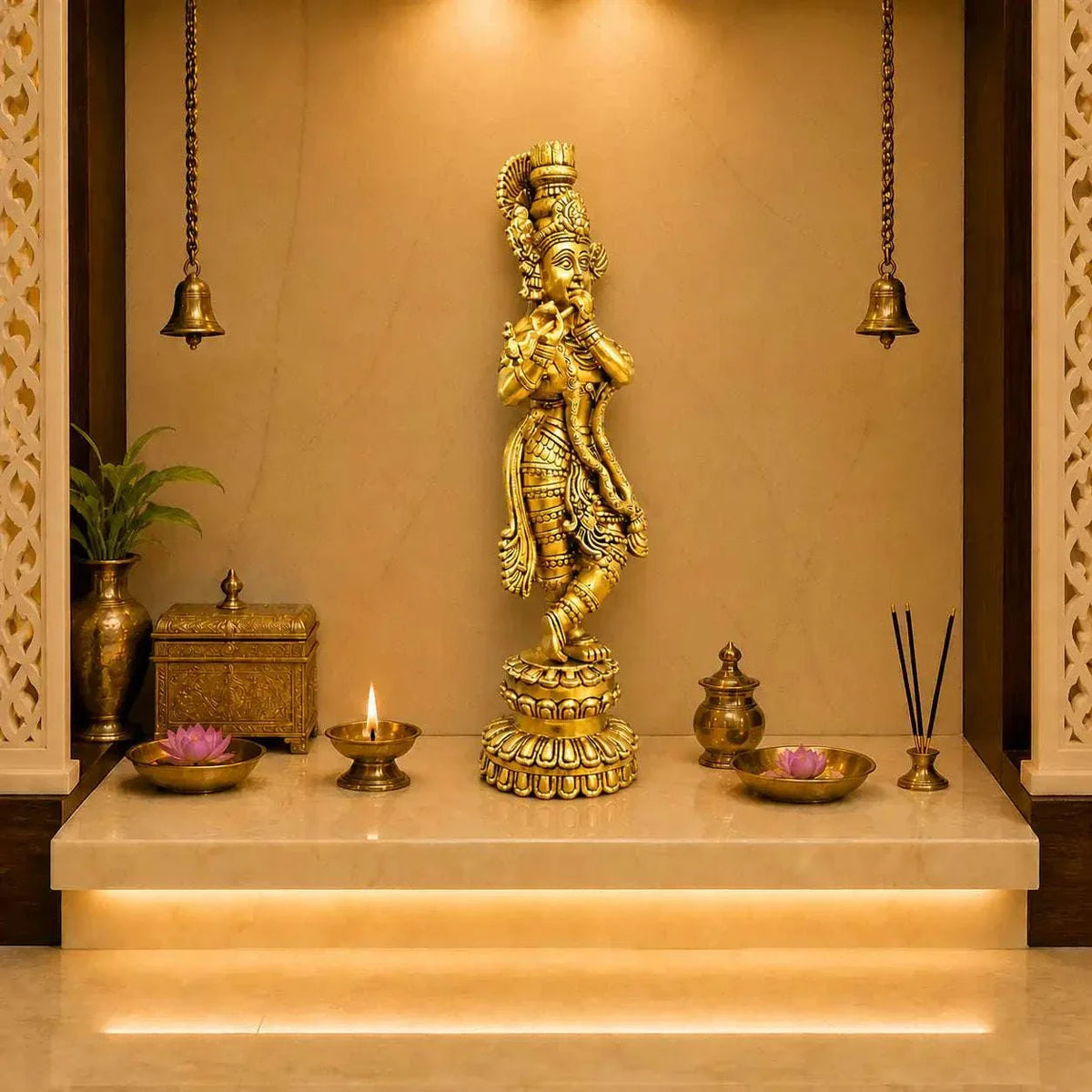 Brass Standing Krishna Idol (20 Inch) Vedansh Craft