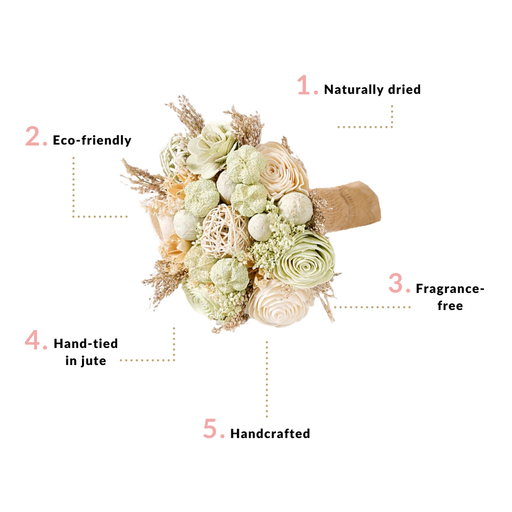 Natural Dried Floral Bouquet Green Nestasia