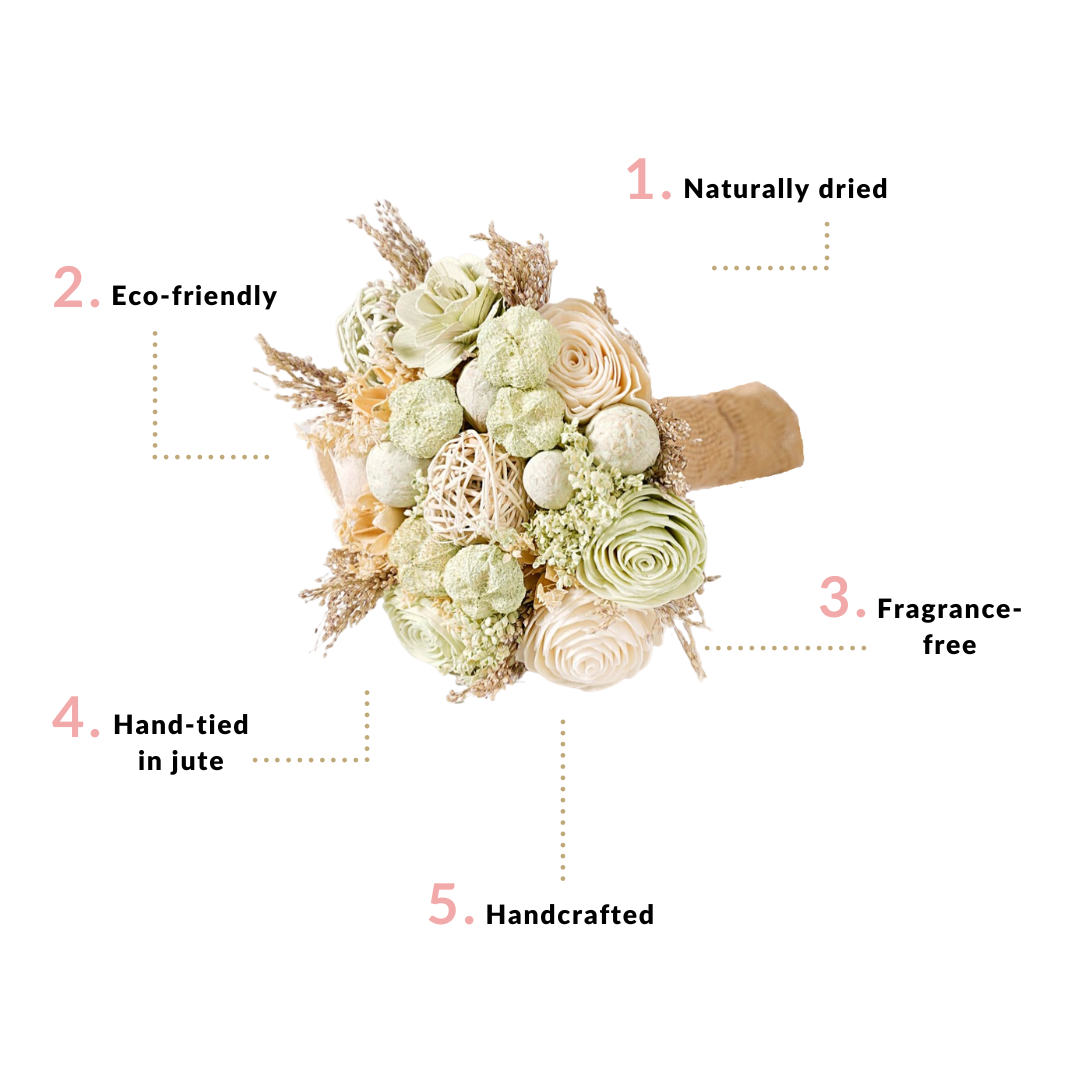 Natural Dried Floral Bouquet Green Nestasia